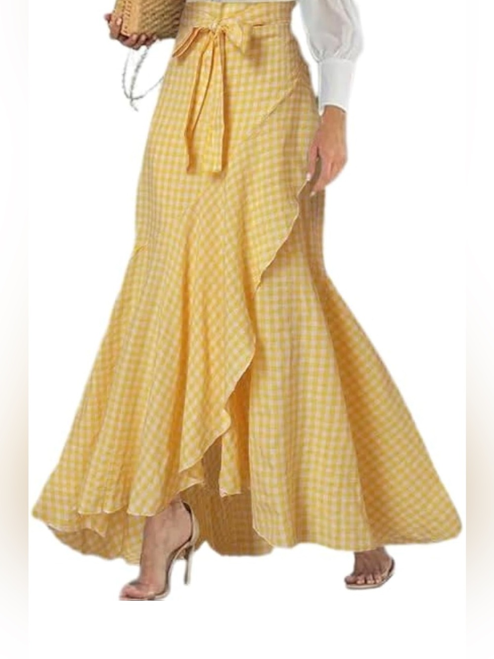 NEW Womens Asymmetric Wrap Maxi Skirt Belted High Waisted Elastic Back Long Skir